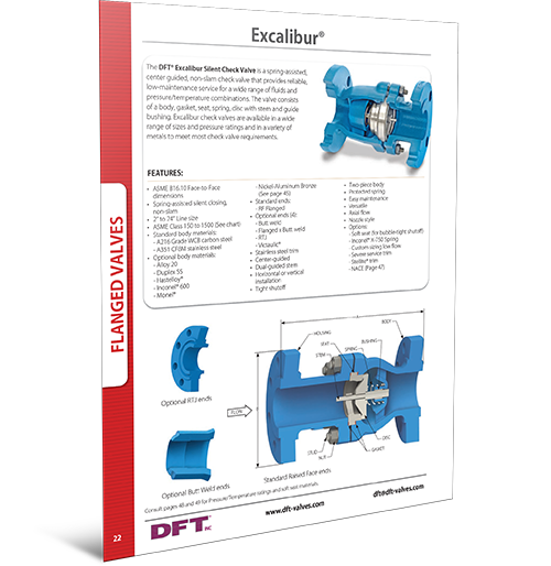 Excalibur® Check Valve Cut Sheet DFT Inc. DFT® Inc